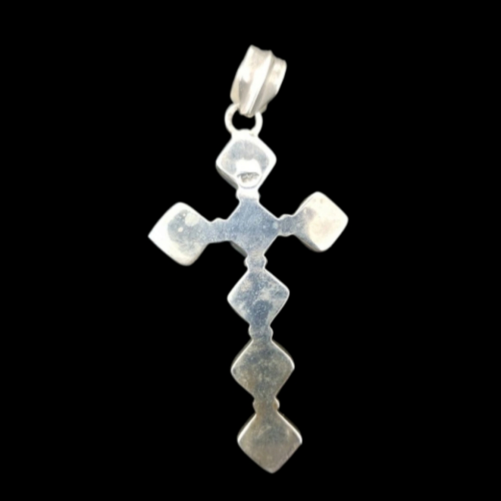 Sterling and Pink Topaz Cross - Picture 2 of 5